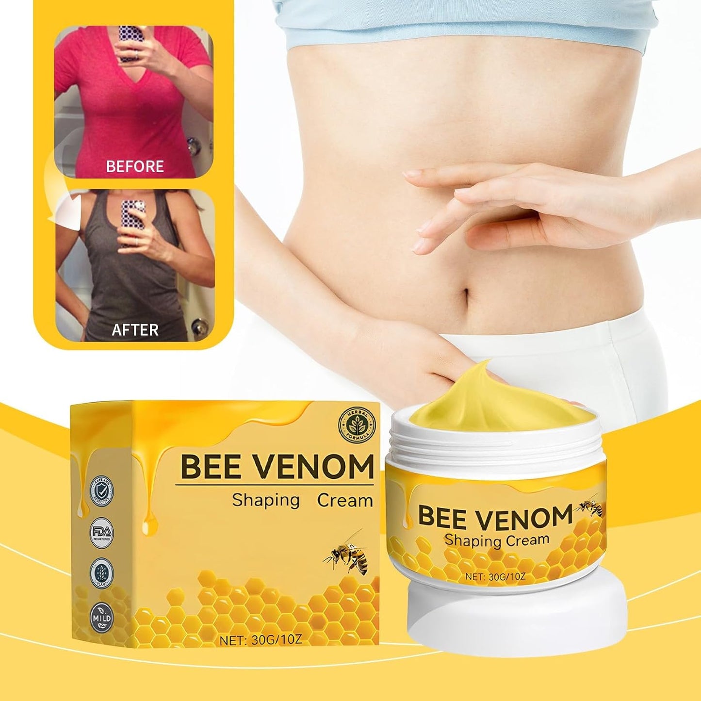 Bee-venom Cellulite Reduction Cream Fats Burning Weight Lose Cream For Waist Leg Belly 2 Pack