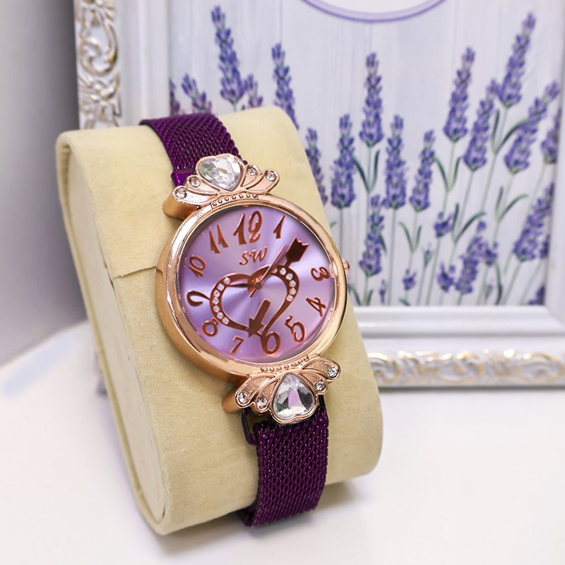 Girl's New Luxurious Love Dial Analog Wrist Watch with Magnet Strap: Elegance and Style in One!