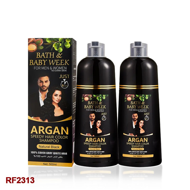 2Pcs Argan Hair Color Shampoo for Men and Women โ 500ML + 500ML , Nourishing & Long-Lasting Hair Dye Solution