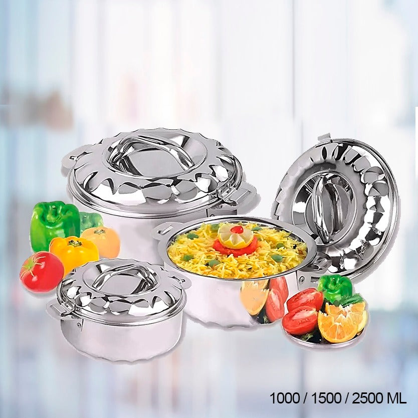 High-Quality Stainless Steel Insulated Hot Pot Casserole Set - Available in 1000/1500/2500 ML Sizes