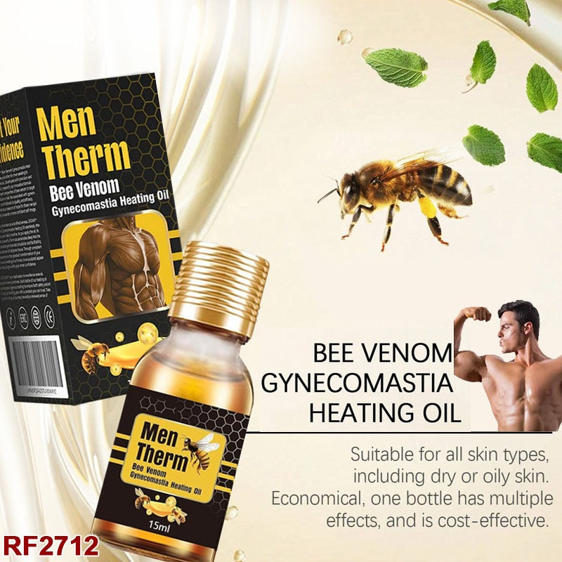 Men Therm Bee Venom Mentherm Bee Venom Gynecomastia Heated Oil, 15ml Mentherm Bee Venom Oil for Men, Mentherm Bee Venom Gel, Gynecomastia Firming Oil