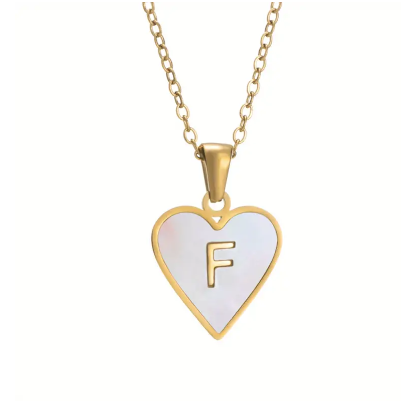 New Fashion 18k Gold Plated Initial Letter Love Shell Necklace – Stainless Steel Pendant Necklace