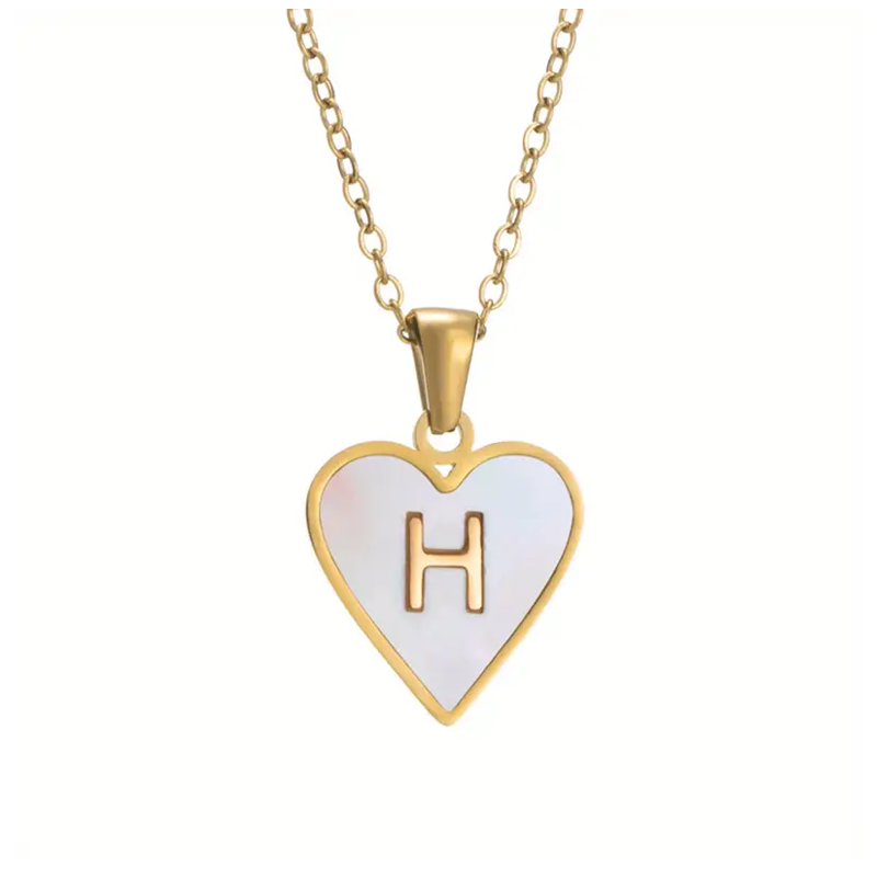New Fashion 18k Gold Plated Initial Letter Love Shell Necklace – Stainless Steel Pendant Necklace