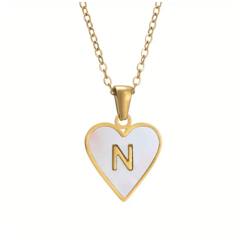 New Fashion 18k Gold Plated Initial Letter Love Shell Necklace – Stainless Steel Pendant Necklace