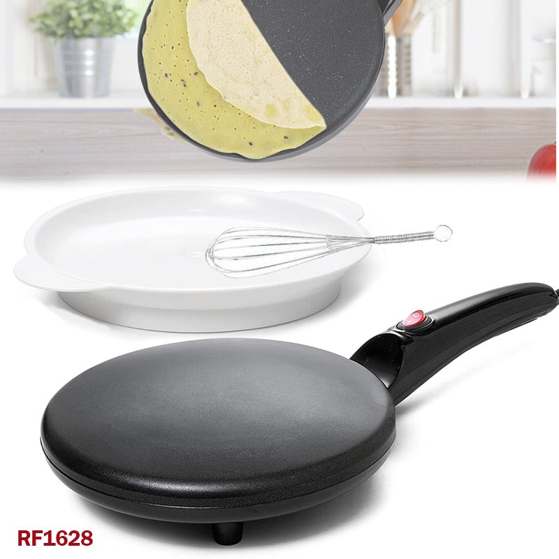 Instant Crepe Maker Cordless โ Non-Stick Household Pancake Machine with Long Handle (Black) for Effortless Crepes & Pancakes