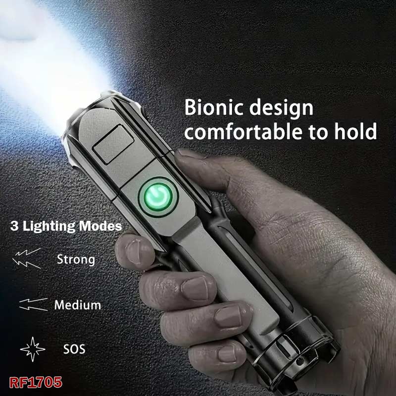 Led Powerful Zoomable Flashlight, for Outdoor or in Door Multi-Functional Portable Small Flashlight, Telescopic Zoom Light, Multi Flash Settings -Rechargeable