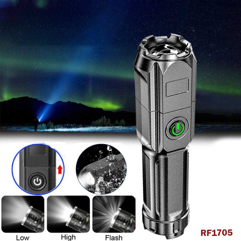 Led Powerful Zoomable Flashlight, for Outdoor or in Door Multi-Functional Portable Small Flashlight, Telescopic Zoom Light, Multi Flash Settings -Rechargeable