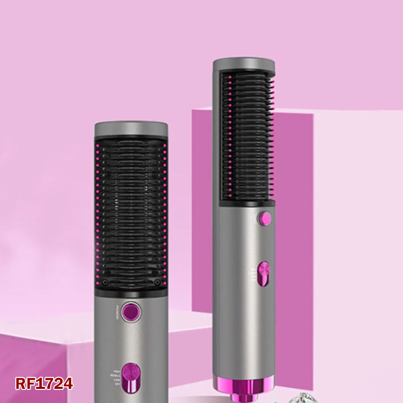 Hair Straightener Brush – Portable Electric Comb Straightener Dryer with 3 Heat Levels for All Hair Types