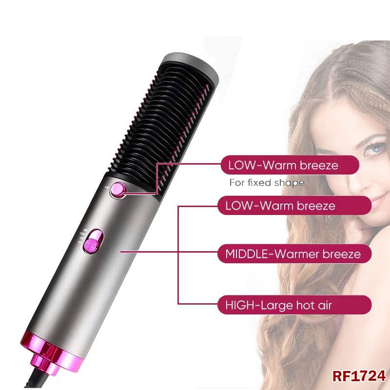 Hair Straightener Brush – Portable Electric Comb Straightener Dryer with 3 Heat Levels for All Hair Types