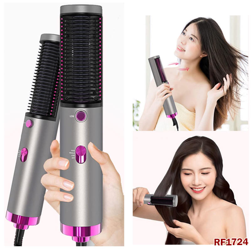 Hair Straightener Brush – Portable Electric Comb Straightener Dryer with 3 Heat Levels for All Hair Types
