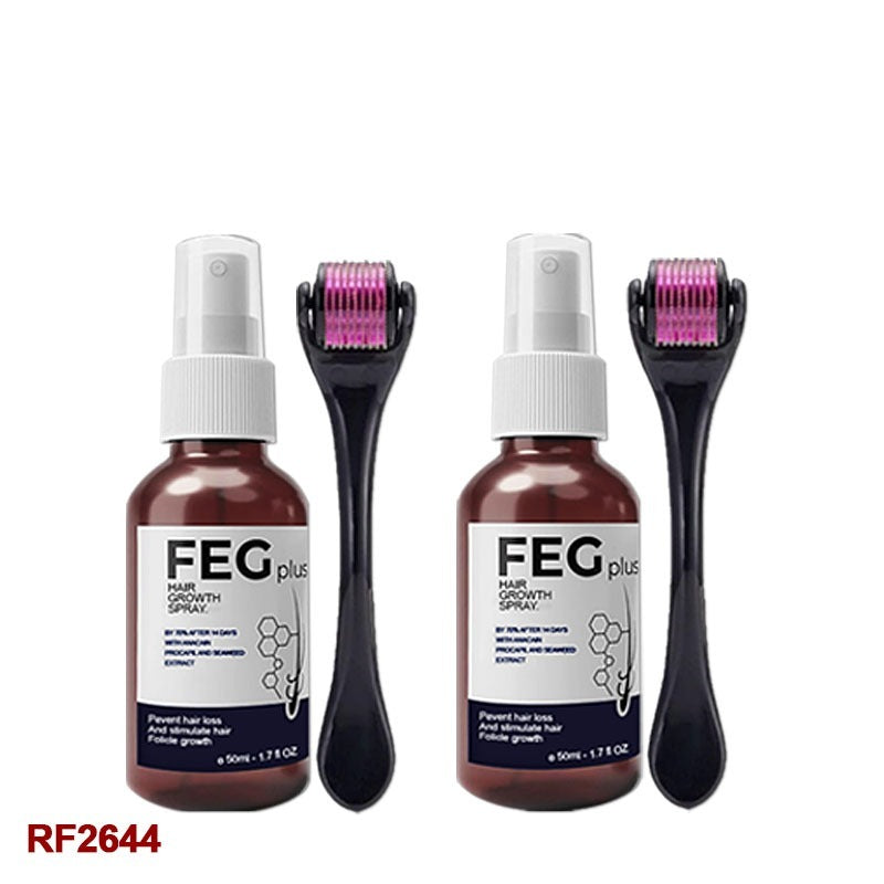 FEGPLUS Minoxidil Beard & Hair Growth Serum Kit with Roller, Minoxidil 5 for Men Women Stop Hair Loss Treatment, Rosemary Oil Hair Growth Booster, Thicker and Stronger Beard & Hair Growth Spray (50ml+50ml)