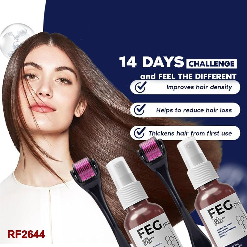 FEGPLUS Minoxidil Beard & Hair Growth Serum Kit with Roller, Minoxidil 5 for Men Women Stop Hair Loss Treatment, Rosemary Oil Hair Growth Booster, Thicker and Stronger Beard & Hair Growth Spray (50ml+50ml)
