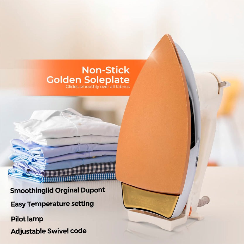 Olympia Automatic 1000W Heavy Weight Electric Dry Iron with Ceramic Coating & Automatic Thermostat Cut-Off – Ideal for All Clothes