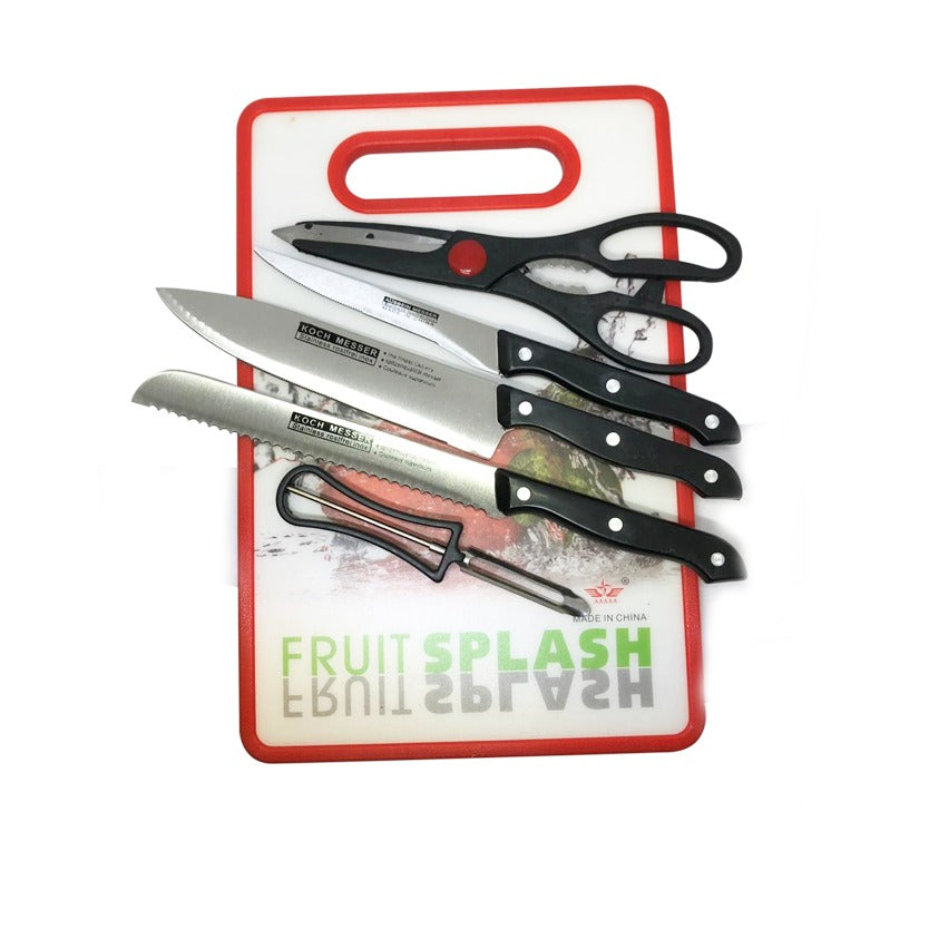 Premium Products Kitchen Set with Scissors, Knife & Plastic Cutting Board