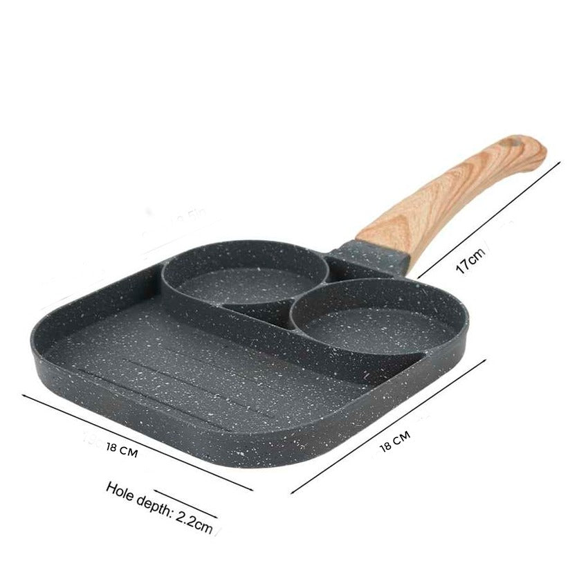 3-in-1 Nonstick Divided Grill Pan Skillet β Multi-Section Frying Pan for Eggs, Bacon, Burgers, Pancakes β Heat Resistant Handle, Breakfast Cookware