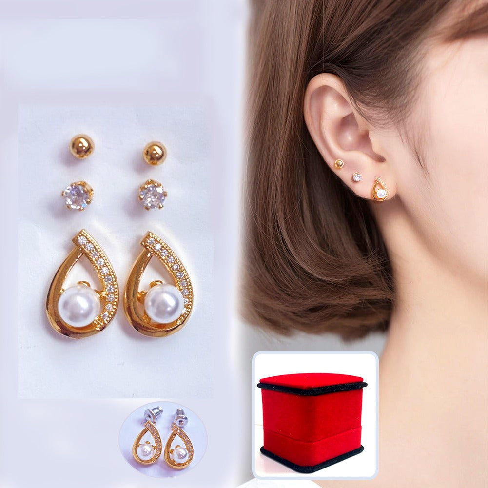 Fashion Pearl Earrings Studs – Charm Twist Geometric Ear Studs Jewelry for Women & Girls