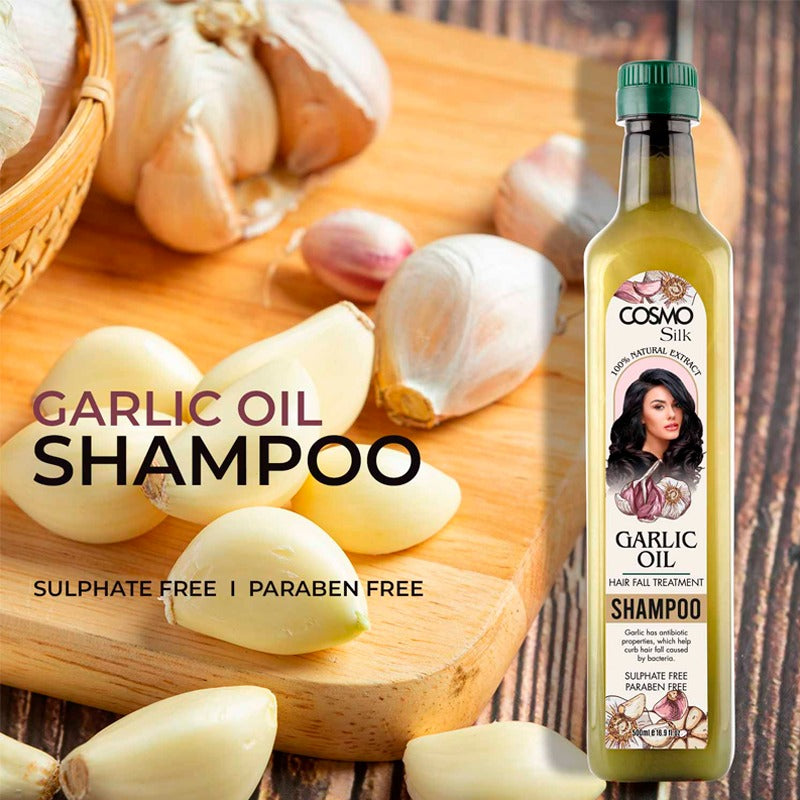Cosmo Silk 100% Natural Extract Garlic Oil Shampoo 500ml, Hair Fall Treatment, Sulphate & Paraben Free