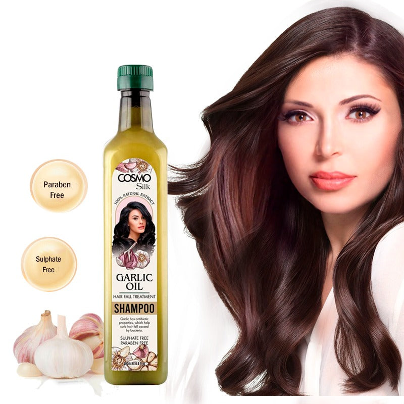 Cosmo Silk 100% Natural Extract Garlic Oil Shampoo 500ml, Hair Fall Treatment, Sulphate & Paraben Free