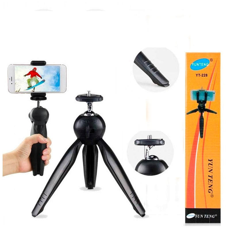 HUMBLE Mini Tripod Stand Mobile Mount Clip YT-228 | Universal Holder for Digital Camera, DSLR, iPhone, Android Phones & Selfie Sticks