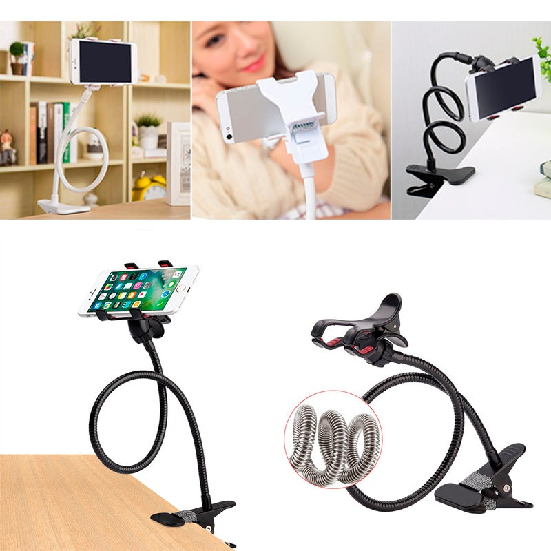 Hands Free Mobile Mount, Universal Flexible Long Arms Mobile Cell Phone Clip Holder Bracket, Support All Mobiles, Fit On Desktop Bed Mobile Stand for Bedroom, Kitchen, Office, Bathroom