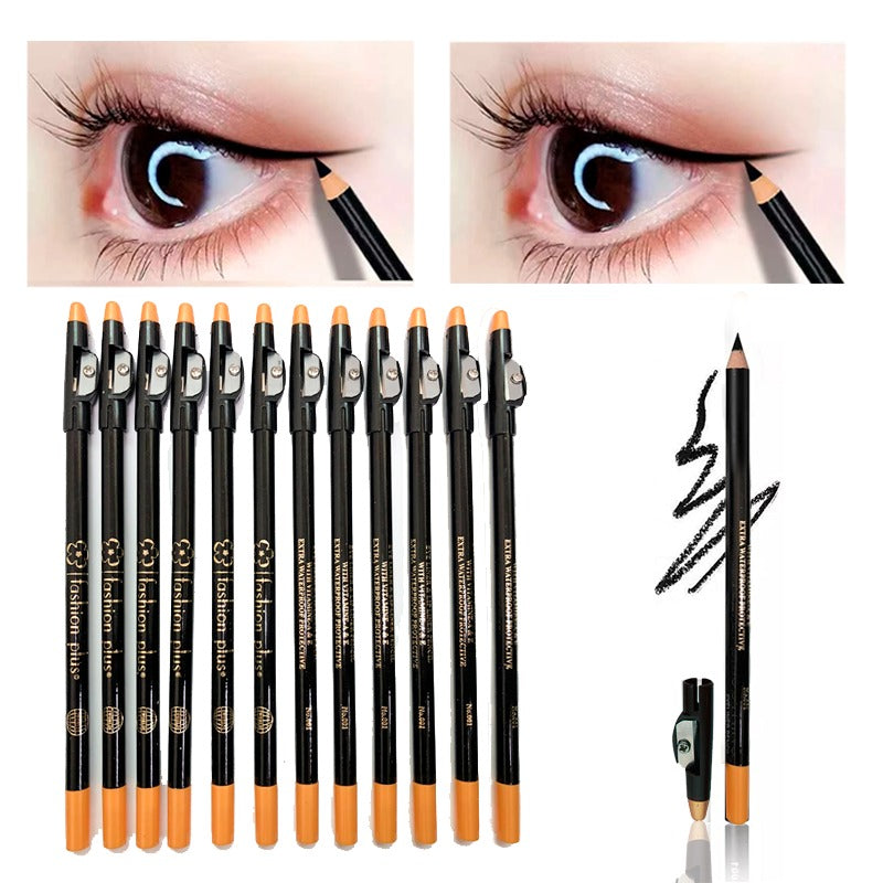 12 Pcs Eyebrow Pencil Set with Sharpener, Waterproof Brow Pencil, Black Eyebrow Pencil, 2-in-1 Waterproof Eyebrow Pen for Women Makeup
