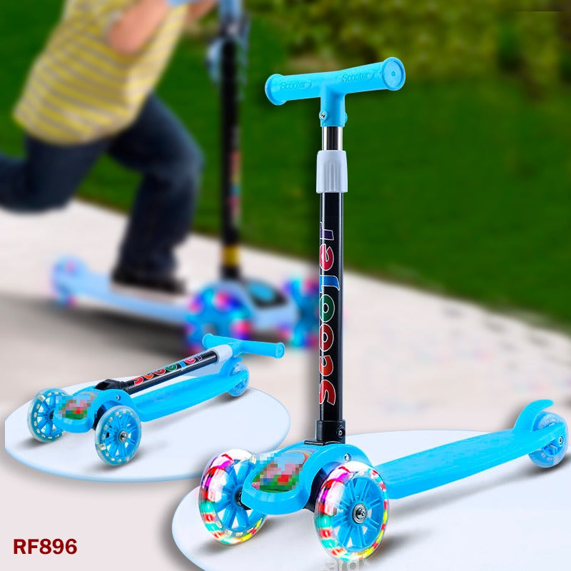 Kids 3-Wheeled Scooter – Adjustable Height, Foldable Toddler Scooter with Flashing Wheels, Ages 2-8, Pink