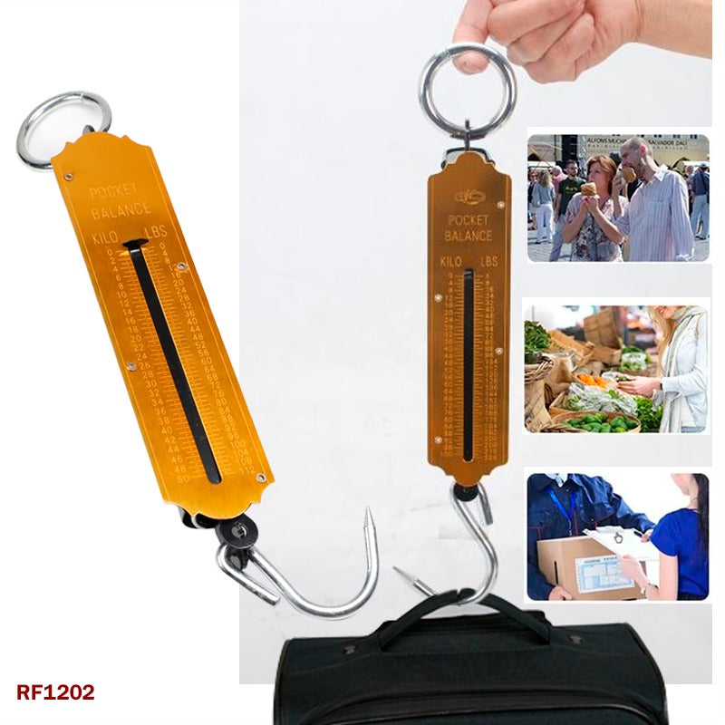 Utoolmart Spring Balance Hanging Hook Handheld Metal Weighing Force Scale (50KG, Kilo & LBS)