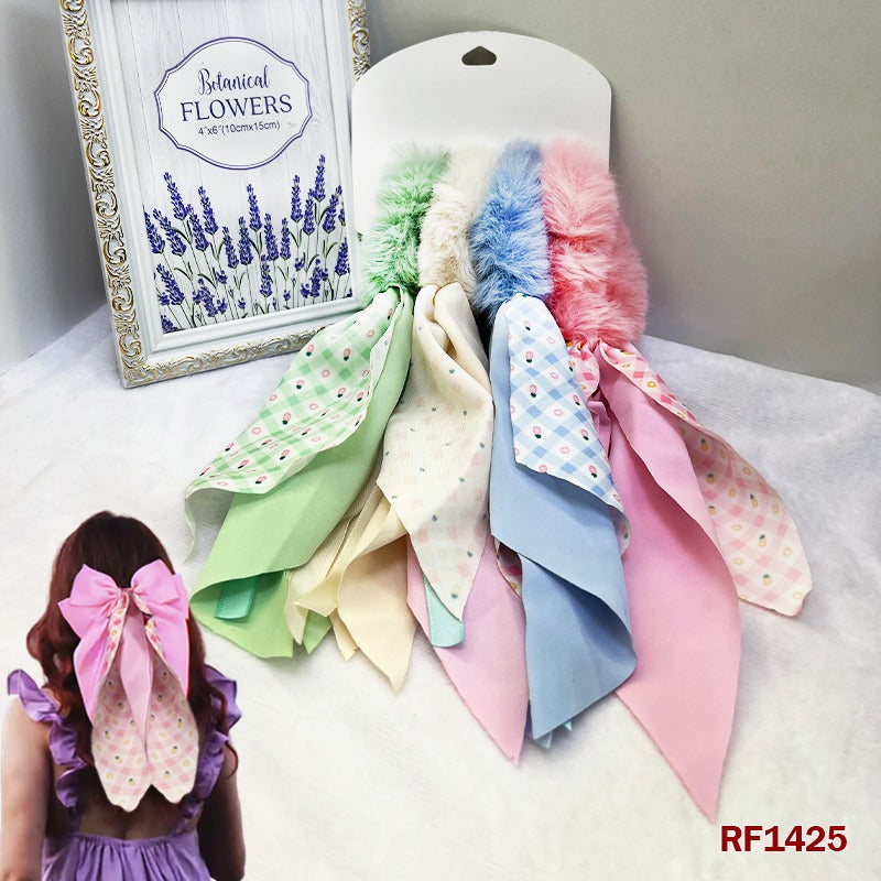 Womenโs Long Tail Scrunchies โ Elegant Ribbon Hair Rope Ring Tie Ponytail Scarf