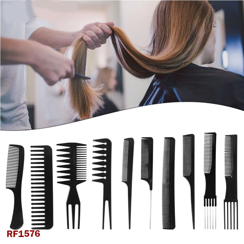 10 Pieces Professional Hair Styling Combs Set โ Anti-Static, Heat-Resistant Hairdressing Comb Set for Salon Stylists, Hairdressers, and Barbers