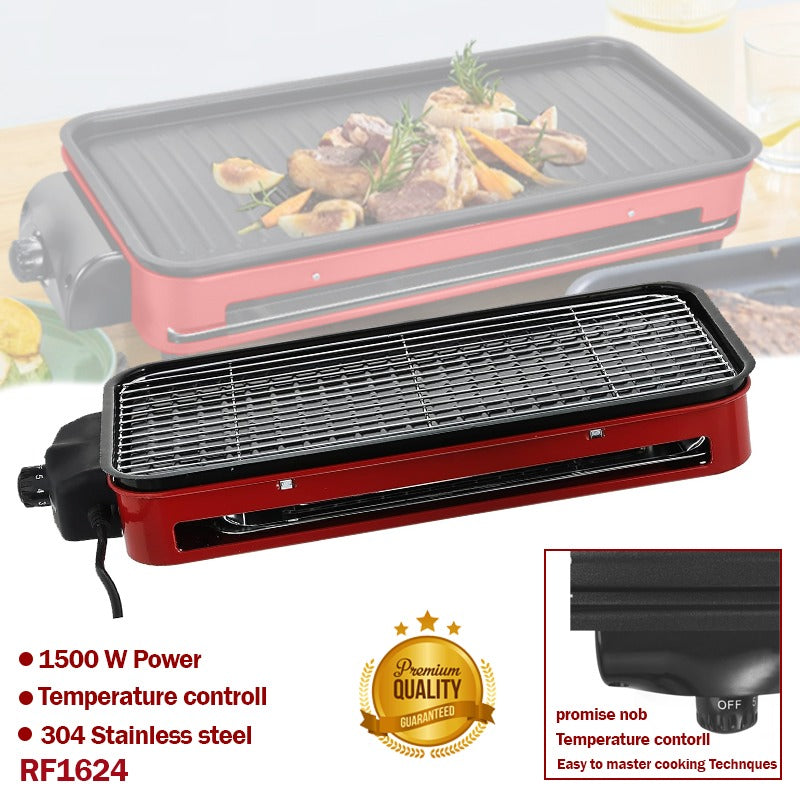 Health BBQ Grill Electric Double Layer with Adjustable Temperature and Drip Tray ā Indoor Kitchen Dining Tabletop Griddle BBQ Barbecue Smoke-Free Grill Stove for Kitchen Dinner Festival Cooking