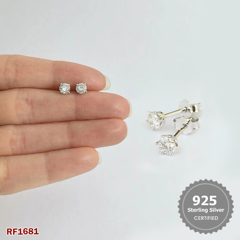 Sterling Silver Cubic Stud Earrings ā Round Jewelry for Women | Birthday, Anniversary, Sister, Girlfriend, or Diamond Gift for Her