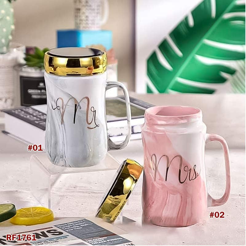 Mr. and Mrs. Coffee Mugs, Wedding Gifts for Couples/Bride and Groom, Ceramic Marble Cups for Bridal Shower, Engagement, Wedding, Anniversary