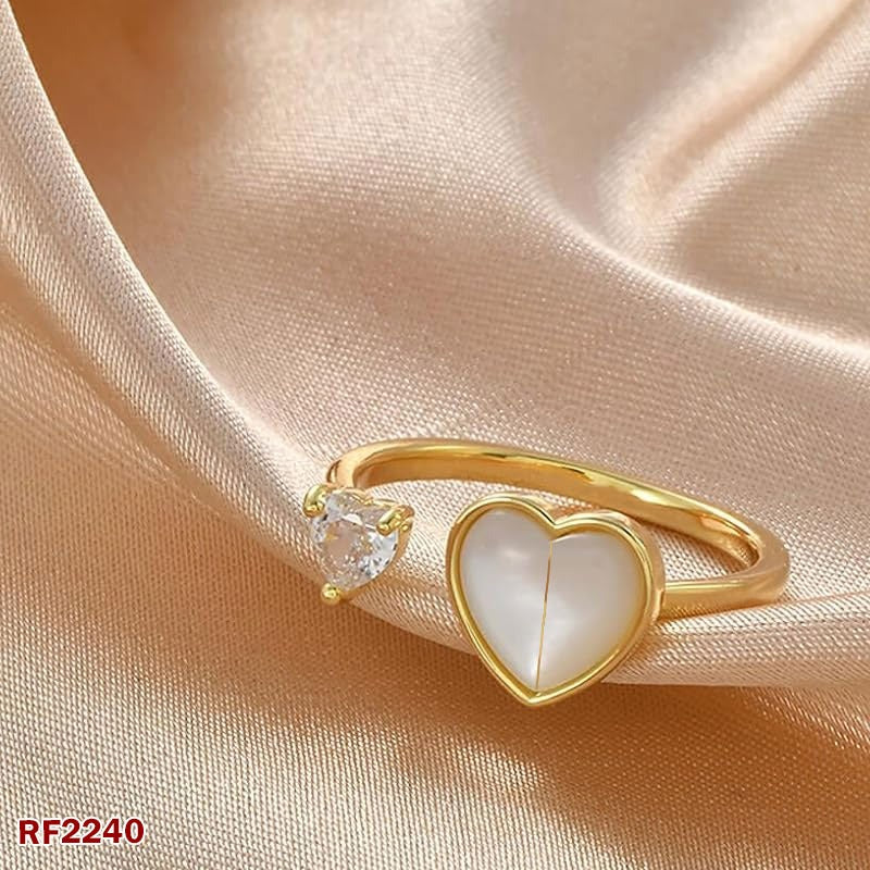 18K Gold Plated Love Heart Ring – Adjustable, Free Size, Elegant & Timeless Design