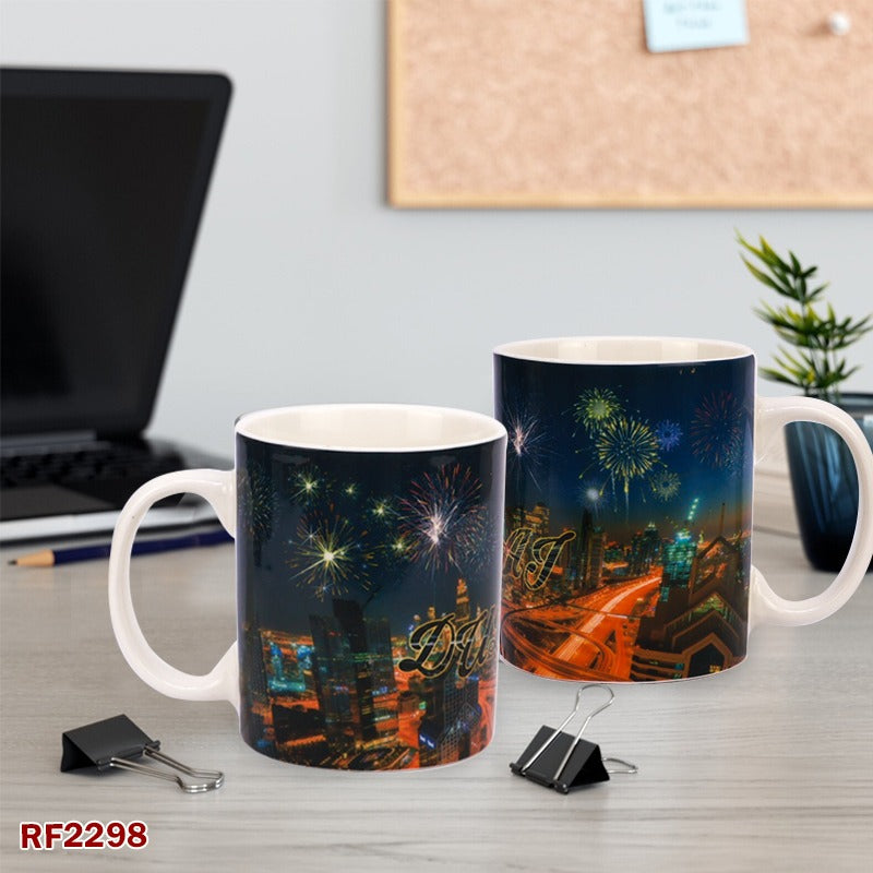 Fireworks Pattern Magic Ceramic Coffee Mugs – Unique Handle Design for Indoor & Outdoor Camping, Picnic Set