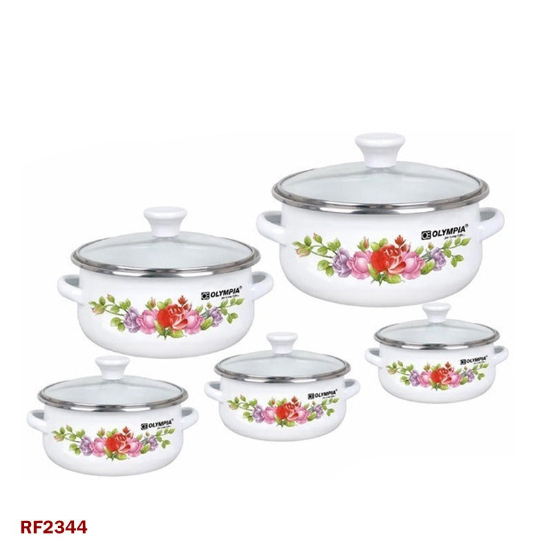 10-Piece Casserole Set with Glass Covers, Olympia OE-018 โ Durable Cookware for Kitchen, Baking, and Serving