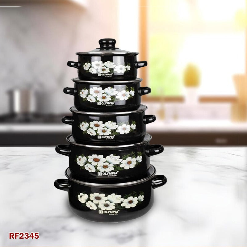 10-Piece Casserole Set with Glass Covers, Olympia OE-018 โ Durable Cookware for Kitchen, Baking, and Serving