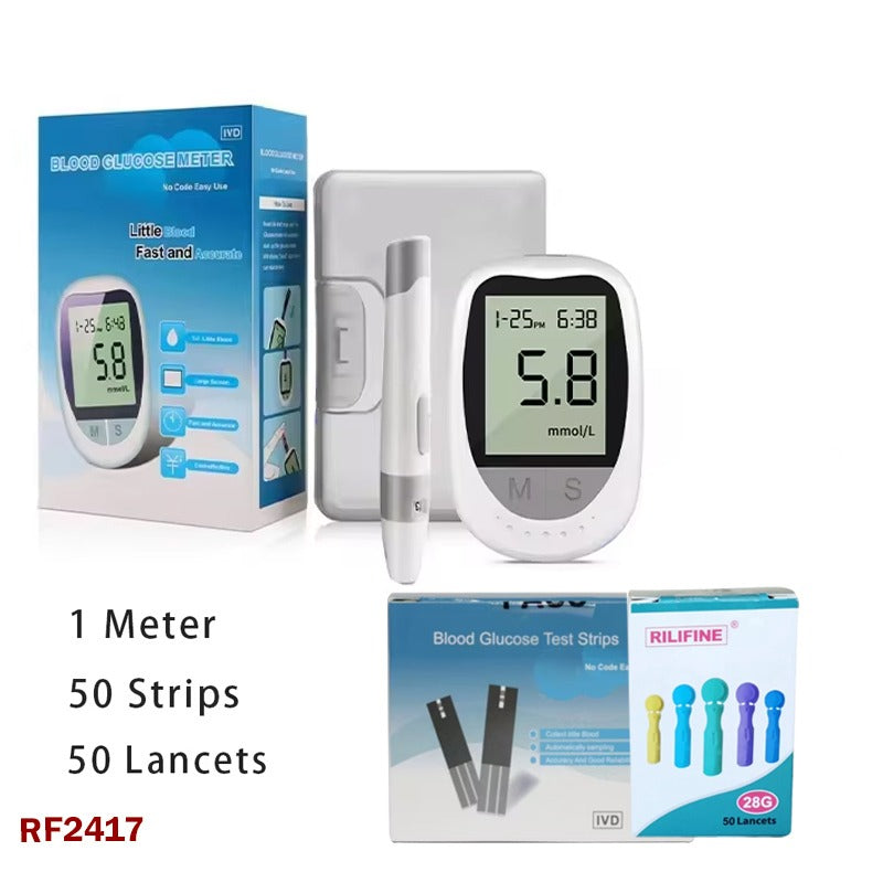 Blood Glucose Meter, Fast Result Large Screen Blood Sugar Meter, Accurate Professional Device for Elderly Home Kit with 50 Strips