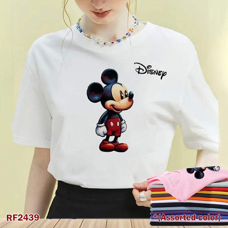 Disney Summer Mickey Mouse Women’s T-Shirt – Loose Korean Style Half-Sleeve Summer Tee for Women & Men