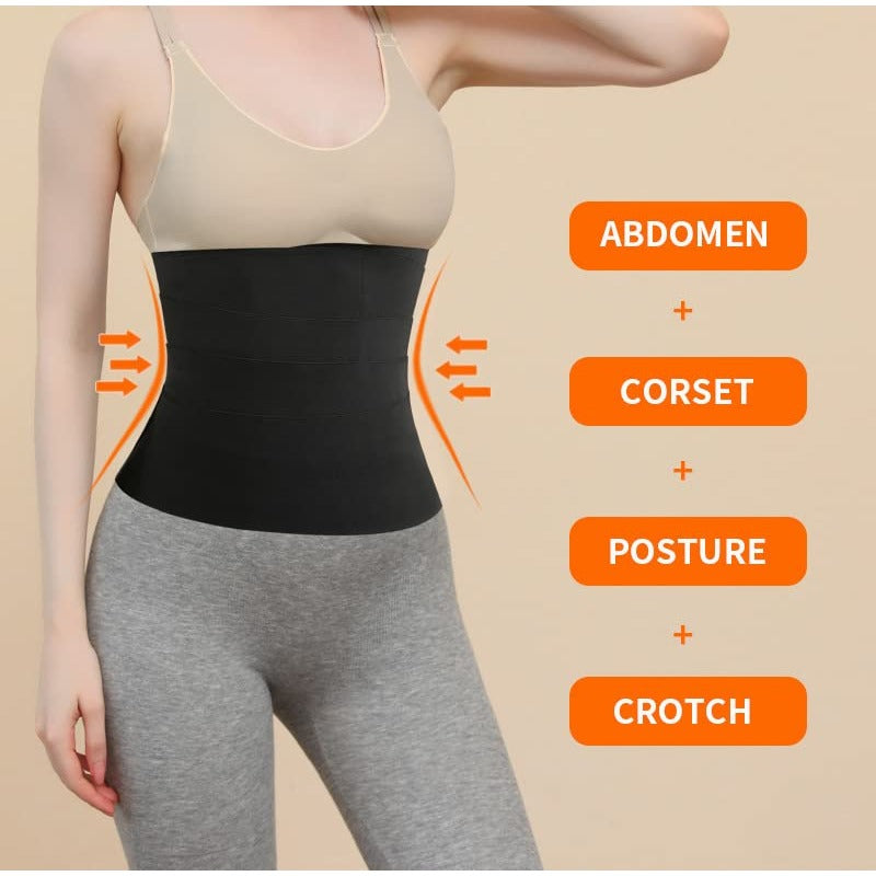 Waist Belt Elastic Band Weight Loss Flat Belly Belt Body Shaper Abdominal Belt After Delivery for Tummy Reduction Tummy Wrap Waist Trainer - 4 Meter Women Bandage