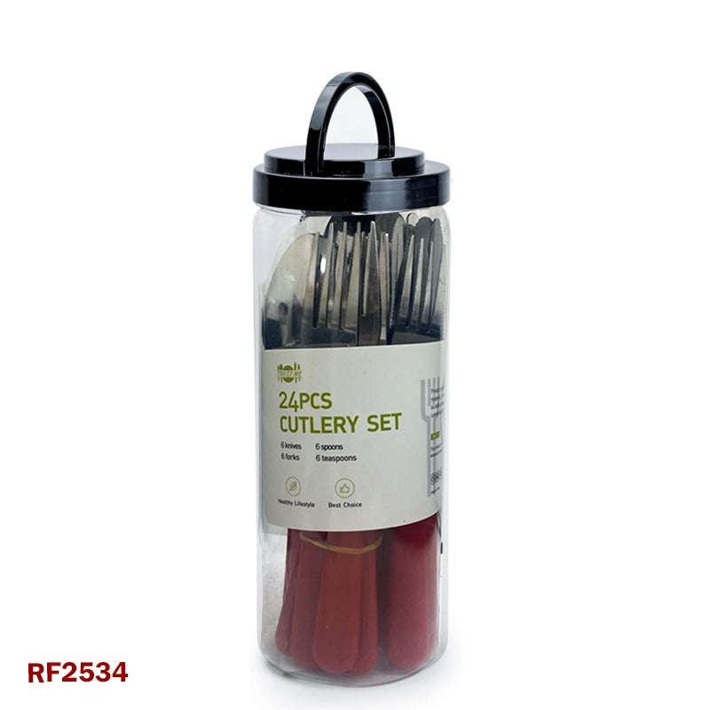Cuisine Art 24-Piece Cutlery Set - Light Grey Stainless Steel Flatware