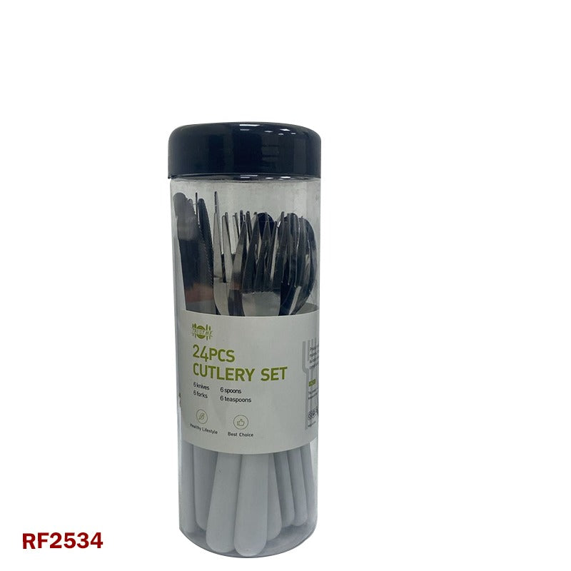 Cuisine Art 24-Piece Cutlery Set - Light Grey Stainless Steel Flatware