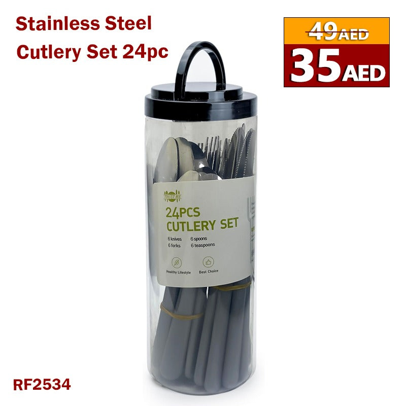 Cuisine Art 24-Piece Cutlery Set - Light Grey Stainless Steel Flatware