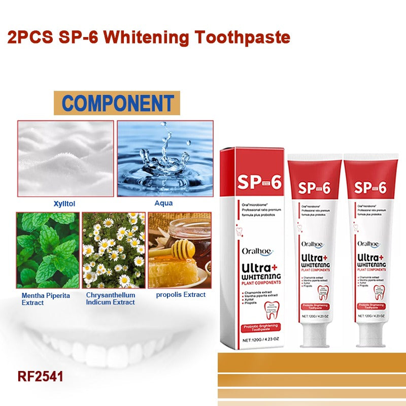 SP-6 Ultra Whitening Toothpaste - Probiotic Brightening & Deep Cleaning (2pcs)