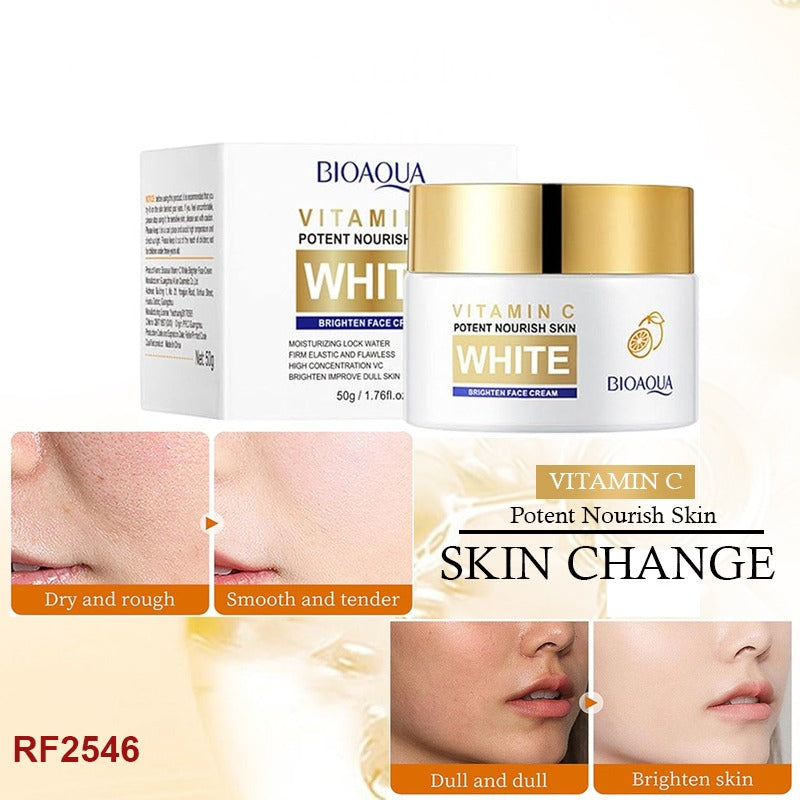 BIOAQUA Vitamin C Brightening Cream - Firming, Moisturizing & Nourishing Facial Cream (50g)