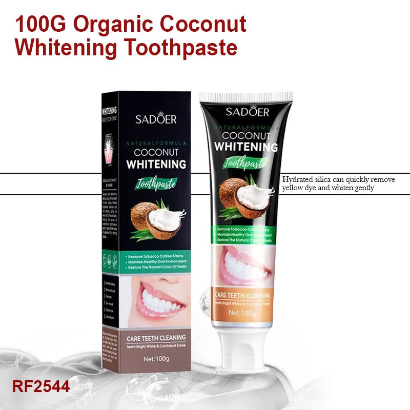 7-Day Whitening Toothpaste - Activated Coconut Charcoal for Teeth Whitening & Plaque Removal