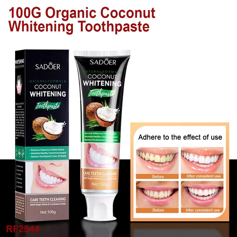 7-Day Whitening Toothpaste - Activated Coconut Charcoal for Teeth Whitening & Plaque Removal
