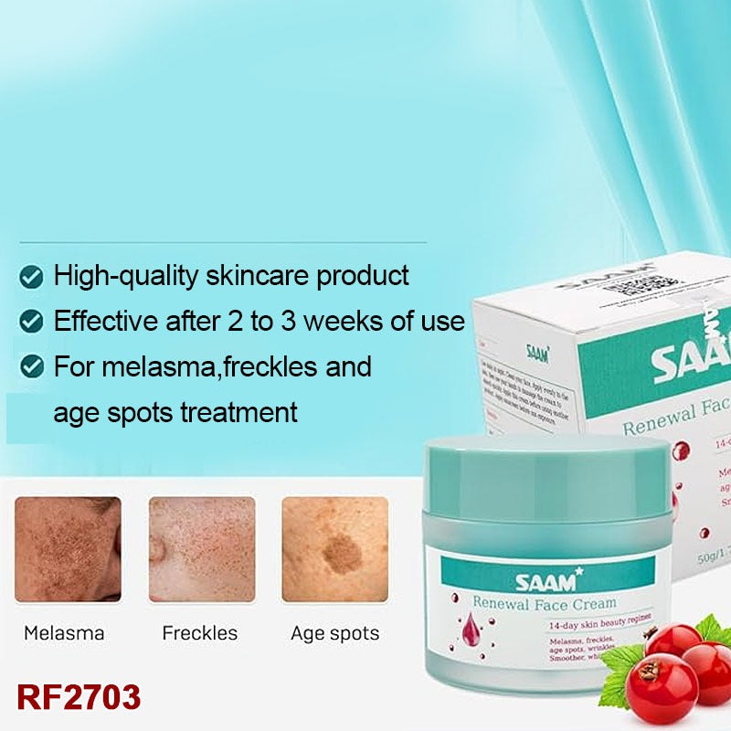 SAAM Renewal Face Cream | Melasma, Freckles, Age Spots & Dark Spots | With Alpha Arbutin and Kojic Acid | 50g