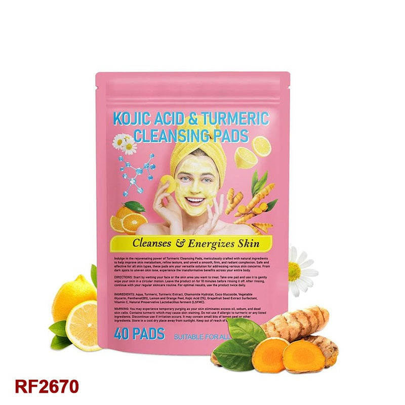 Turmeric Cleansing Pads, Kojic Acid And Turmeric Cleansing Pads Helps Balance Skin Oil And Water, Remove Excess Keratin From The Body'S Skin, 40PCS