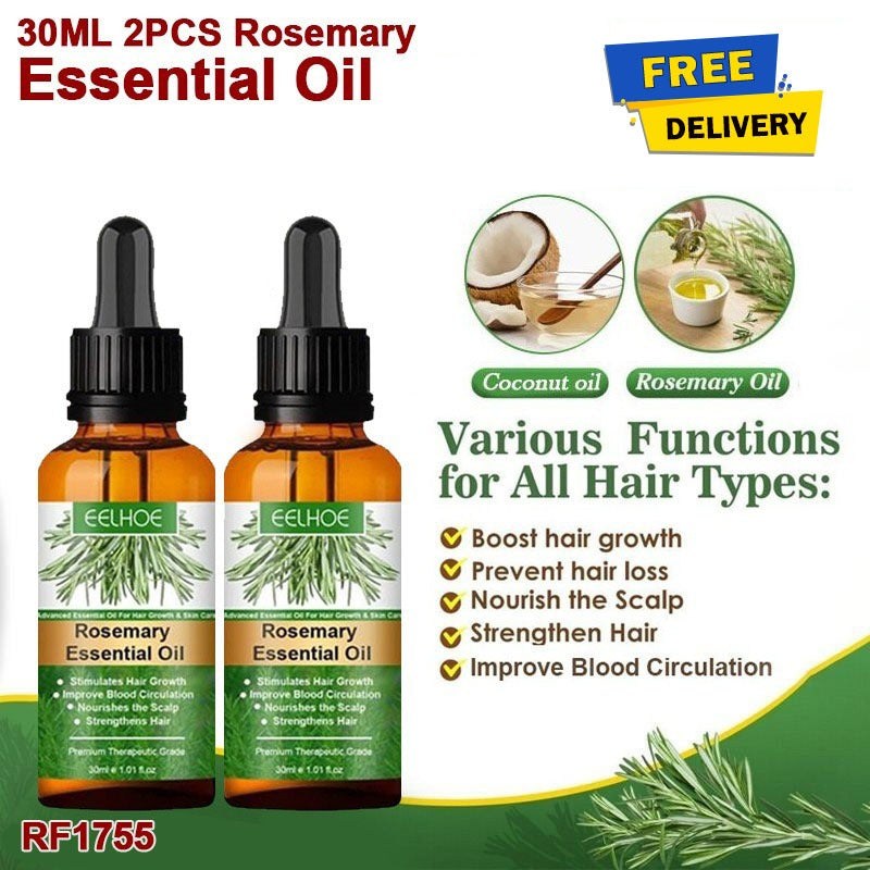 EELHOE Rosemary Oil, Rosemary Oil for Hair, Skin Care, Eyebrows and Eyelashes, Rosemary Essential Oil for Hair Growth, Stimulate Hair Growth , 30MX2PCS