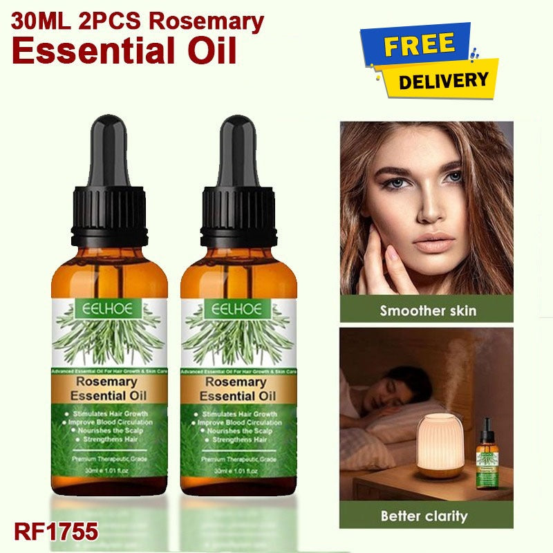 EELHOE Rosemary Oil, Rosemary Oil for Hair, Skin Care, Eyebrows and Eyelashes, Rosemary Essential Oil for Hair Growth, Stimulate Hair Growth , 30MX2PCS